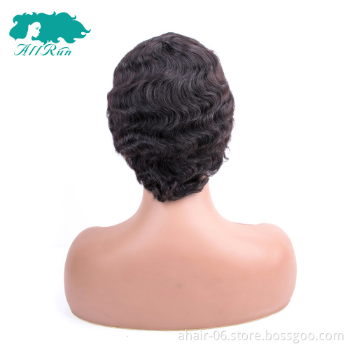 Hot selling Brazilian Remy Short Lace Front Human Hair Wigs For black women for summer